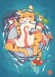 accessory anthro anthro_on_feral aquatic armband bestiality bikini blush breasts cephalopod claws clothed clothing coleoid cygames duo excited eyes_closed eyewear felid female feral fur furgonomics goggles heart_symbol hi_res holding_object looking_pleasured mammal mia_(world_flipper) mollusk mzhh navel nipple_fetish nipple_play nipples no_bra nude octopodiform octopus open_mouth pantherine pool_float red_tentacles restrained_arm spread_legs spreading stripes swim_ring swimming_goggles swimwear tail tail_accessory tailband tapering_tentacles tentacle_grab tentacle_on_arm tentacle_on_breast tentacle_on_chest tentacle_on_legs tentacle_on_nipple tentacle_on_pussy tentacles tiger toe_claws two-piece_swimsuit undressed vaginal water world_flipper yellow_body yellow_fur