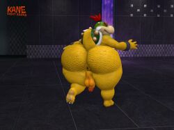 1boy 3d_(artwork) anthro anus backsack balls big_butt bowser_jr. butt digital_media_(artwork) dragon fat_ass furry furry_male furry_only genitals hair hi_res kanebrentkoopa koopa male male_only mario_(series) metal_bracelet mythological_creature mythological_scalie mythology nintendo on_one_leg penis ponytail rear_view red_hair reptile scalie shell slightly_chubby solo solo_focus solo_male source_filmmaker_(artwork) standing tecbuttlovefa thick_thighs turtle yellow_skin
