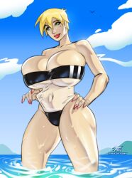 1girls artist_name big_breasts blonde_hair breasts busty cleavage female female_only gris_swimsuit hips hourglass_figure iacolare jacogram large_breasts legs lipstick lyza_(jacogram) original original_character short_hair solo thick thick_legs thick_thighs very_short_hair voluptuous wide_hips