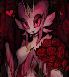 1girls bride eye_contact female female_only flowers insect insect_girl insectoid interspecies inviting looking_at_viewer mantis mantis_girl mantis_humanoid marriage_proposal matilda_fiship orchid_mantis red_eyes roses seductive seductive_eyes seductive_gaze solo solo_female tagme wedding