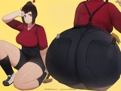 1girls ass big_ass big_breasts big_butt bottom_heavy brown_hair butt curvy dat_ass denim fat_ass female female_only glasses glasses_on_head huge_ass huge_butt jeans large_ass large_breasts mei_(overwatch) mmmmmkun overwatch solo solo_female suspenders thick thick_ass thick_thighs voluptuous wide_hips