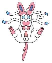 4_toes absurd_res animal_genitalia animal_penis anus balls blue_body blue_eyes blue_fur eeveelution feet felid feline feline_penis feral fur genitals hi_res looking_at_viewer lying male male_only male_sylveon mammal nintendo on_back paws penile_spines penis pink_body pink_fur pokémon_(species) pokemon pokemon_(species) pokemon_only ribbons simple_background solo sylveon toes trenton_worthy_(artist) video_games white_body white_fur worried