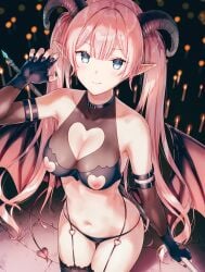 breasts comic_aun hiten_(hitenkei) nipples pink_hair skintight tagme