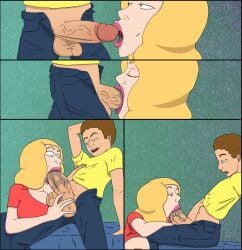 1boy 1girls 2d beth_smith big_penis blonde_hair blowjob breasts brown_hair cleavage diklonius female huge_breasts huge_cock incest lips male milf mommy_kink morty_smith mother_and_son older_woman_and_younger_boy penis rick_and_morty voluptuous wet