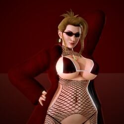 3d alternate_costume blonde_female clothed clothed_female final_fantasy final_fantasy_vii honey_select kirinonsfw milf red_background scarlet_(ffvii)