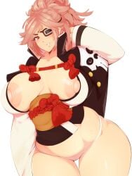 1girls arc_system_works areola_slip baiken breasts curvaceous curvy eye_patch female female_focus female_only guilty_gear hips huge_breasts nipple_slip pink_hair rice-chan solo solo_female solo_focus thick_thighs thighs thong voluptuous wide_hips