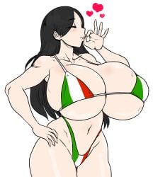 1girls big_breasts bikini breasts closed_eyes final_fantasy final_fantasy_vii heart huge_breasts italian italian_flag italian_senate_hack italy large_breasts long_hair massive_breasts micro_bikini national_personification solo square_enix thecon thick_thighs thighs tifa_lockhart