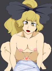 1girls blonde_hair bow breasts dirtypaprika female heart_censor light-skinned_female light_skin nipples nude nude_female open_mouth pussy sex touhou yamame_kurodani yellow_eyes