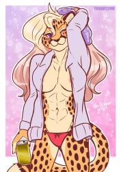 alexandra_(velocitycat) anthro breasts cheetah clothing felid feline female mammal panties solo toxi_de_vyne_(artist) underwear