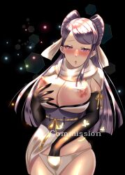 1girls alternate_costume blush breast_grab breasts breasts_out cosplay elbow_gloves female_only fingering fingering_self fire_emblem fire_emblem_fates gloves grabbing_own_breast huge_breasts kagero_(fire_emblem)_(cosplay) long_hair looking_at_viewer masturbation ninja nintendo nipples open_mouth orochi_(fire_emblem) panties pelvic_curtain purple_eyes purple_hair scarf self_fondle solo waihihi waiwai white_panties