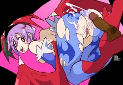 1girls after_sex ass capcom clothing cum cum_on_ass dark_penis darkstalkers disembodied_penis dopedarkmode ejaculation head_wings interracial lilith_aensland purple_hair pussy red_eyes small_breasts smile succubus torn_clothes torn_legwear wings