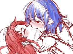 hong_meiling kissing remilia_scarlet shiraue_yuu tagme touhou yuri