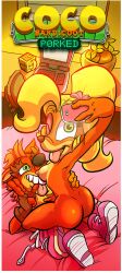 1boy 1boy1girl 1girls bed breasts buckteeth coco_bandicoot crash_(series) electronics escopeto fake_crash female footwear handwear male marsupial phone selfie sex shoes shoes_only tongue_out