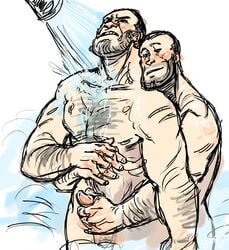 2boys engineer_(team_fortress_2) handjob kgbigelow male male_only reach_around shower soldier_(team_fortress_2) steam team_fortress_2 yaoi