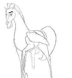 disney erection feral front_view hercules_(disney) male male_only monochrome pegasus pegasus_(hercules) penis tagme testicles