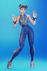 1girls 3d accurate_art_style capcom chun-li chun-li_(fortnite) female female_only fit fit_female fortnite hips leggings legwear looking_at_viewer peace_sign poki sockpoppetdraws solo street_fighter tagme thick thick_ass thick_thighs