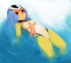 1girls blue_hair blue_submarine_no._6 breasts female humanoid kinmokusei long_hair marine monster_girl mutio nipples red_eyes therianthrope water yellow_skin