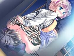 1boy 1girls 69_position akaza argyle big_ass blonde_hair blue_eyes blush bottomless breast_press breast_squish cardigan censored change!_ano_ko_ni_natte_kunkun_peropero cunnilingus faceless_male facesitting female_focus game_cg hair_ornament hair_up hairless_pussy hiding huge_breasts in_container in_locker kinumura_ui large_breasts light-skinned_female light_skin locker male may-be_soft mosaic_censoring no_panties nose_blush oral pigtails plaid_skirt shaved_pussy short_hair skirt skirt_lift skirt_tug socks tied_hair toes twintails upside-down upskirt wide_hips