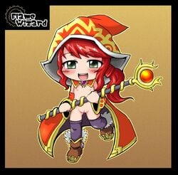 accurate_art_style bottomless breasts maplestory oz_(maplestory) pussy red_hair small_breasts topless wizard