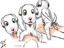 animal_crossing anthro artist_request ass balls bones_(animal_crossing) canine fellatio human interspecies male male_only nintendo penis sex tongue tongue_out year_request