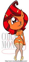 big_breasts breasts corn_monkey cyclops eyelashes female female_only front_view horns huge_eyes huge_head jimmy_two-shoes monster monster_girl orange_skin pointy_ears red_hair saffi solo standing tagme toony two_tone_hair