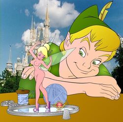 being_watched breasts clothed_male_nude_female disney female male nipples nude peter_pan_(character) peter_pan_(disney) tagme tinker_bell