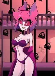 1girls alastor_(hazbin_hotel) breasts female_alastor_(hazbin_hotel) hazbin_hotel rule_63 smooth_skin solo tagme usagi_star