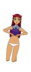 animated animated_gif bouncing_breasts dc dc_comics female flashing_breasts gif green_eyes kisekae nipples orange_skin panties red_hair spnati starfire strip_poker_night_at_the_inventory teen_titans transparent_background winking