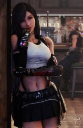 1girls 3d abs cloud_strife emy-san female final_fantasy final_fantasy_vii final_fantasy_vii_remake large_breasts light-skinned_female male red_eyes skirt square_enix tifa_lockhart tight_clothing