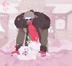 2boys bed countryhumans cum_in_ass dream_moky femboy gay mexico_(countryhumans) pillow pleasure_face russia russia_(countryhumans) size_difference