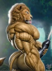 1boy 2020 anthro artist_logo artist_name ass bara beefy biceps big_butt big_muscles black_penis blue_eyes body_fur bubble_butt claws cum cumshot defined_muscles erection feline forearms foreskin foreskin_folds genitals hi_res huge_butt huge_muscles humanoid_penis intact jugg4 leonine leonine_tail lion male male_nipples male_only mammal mane masculine masturbation mature_male muscles muscular_anthro muscular_male nude_male pantherine patreon_username pecs penis retracted_foreskin smooth_penis solo tail tail_tuft tan_fur tongue tongue_out triceps uncut veiny_muscles