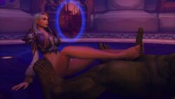 1girls 2017 3d alliance_(warcraft) animated barefoot big_penis blizzard_entertainment blonde_hair dalaran erection feet footjob green_penis green_skin horde_(warcraft) human human_(world_of_warcraft) human_mage jaina_proudmoore kalimdor kirin_tor_banner kirin_tor_symbol light-skinned_female light_skin mage_(warcraft) male_pov no_sound orc orc_(warcraft) orc_male orced orgrimmar original_character penis portal pov runiclodges thrall thrall_(warcraft) toes two-footed_footjob video warcraft white_hair world_of_warcraft