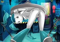 1girls ass bbmbbf bondage breasts female female_only jenny_wakeman looking_at_viewer magnet my_life_as_a_teenage_robot palcomix pussy robot slavetoon smooth_skin solo xj-9