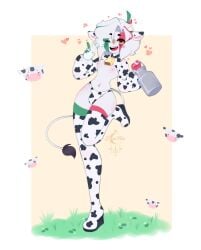 1boy bulge countryhumans cow_ears cow_tail cowbell dream_moky femboy gay mexico mexico_(countryhumans) milk thighhighs