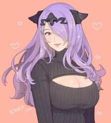 1girls big_breasts big_sister black_shirt black_sweater black_turtleneck breasts camilla_(fire_emblem) cleavage cleavage_cutout female female_focus female_only fire_emblem fire_emblem_fates fire_emblem_heroes front_view hair_over_eye hair_over_one_eye happy heart hearts human human_focus human_only jivke keyhole_shirt keyhole_sweater keyhole_turtleneck large_breasts light-skinned_female light_skin lips lipstick long_hair long_sleeves mature mature_female milf nintendo one_eye_covered one_eye_obstructed pov pov_eye_contact purple_eyes purple_hair smile smiling solo solo_female solo_focus tiara upper_body wholesome