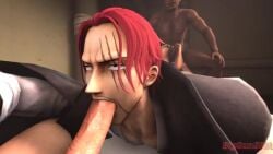 3boys 3d ahegao animated artist_logo beard bigsunsfm black_eyes blowjob cape dark-skinned_male dark_skin erection fellatio foot_fetish footjob gay male male_only one_piece penis red_hair scar shanks soles toes yaoi