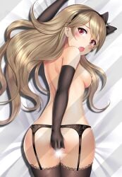 1girls ass back back_view bad_censor bare_back bare_thighs big_ass black_panties blonde_hair bow breasts brown_panties censored corrin_(fire_emblem) corrin_(fire_emblem)_(female) covering dakimakura elbow_gloves female_only fingering fingering_self fire_emblem fire_emblem_fates garter_belt gloves hair_between_eyes hairband lingerie looking_at_viewer looking_back masturbation moe_market nintendo nipples no_panties on_bed open_mouth panties pussy_juice red_eyes small_breasts solo thighhighs thighs topless