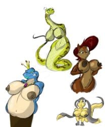 3girls anthro blue_body crossover furry master_viper nipples nude sally_acorn shinysteel sonic_(series) sorceress spyro_the_dragon