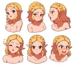 angry babus_games blonde_hair blush breath_of_the_wild expression_sheet expressions green_eyes happy hylian hylian_ears nintendo nude pointy_ears pout princess_zelda sad short_hair smile sweat tears_of_the_kingdom the_legend_of_zelda upper_body zelda_(tears_of_the_kingdom)