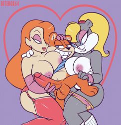 2021 anthro balls berri big_balls big_breasts big_penis bitebox64 blonde_female blonde_hair bottomless bottomwear breasts buckteeth chipmunk clothed clothing conker conker's_bad_fur_day crackship crossover disney erection female female_on_anthro fur garter_straps genitals grey_body grey_fur grin ground_squirrel group hair hair_over_eye hi_res human human_on_anthro humanoid_genitalia humanoid_penis interspecies jessica_rabbit larger_female larger_human legwear male male/female male_on_human mammal nipples one_eye_obstructed orange_body orange_fur orange_hair partially_clothed penis penis_grab ponytail rareware rodent sciurid shorts shorts_down size_difference smaller_anthro smaller_male smile teeth thigh_highs topless tree_squirrel trio video_games who_framed_roger_rabbit