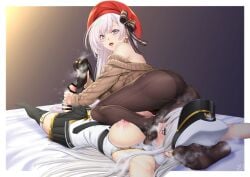 1futa 1girls ass azur_lane bed belfast_(azur_lane) belfast_(shopping_with_the_head_maid)_(azur_lane) big_breasts breasts breasts_out censor_bar censored clothed clothing duo enterprise_(azur_lane) erection female femdom foot_fetish foot_on_face fully_clothed futa_on_female futa_with_female futanari gentle_femdom handjob hat human large_breasts light-skinned_female light-skinned_futanari light_skin military_uniform mostly_clothed multiple_girls on_back osafune_kairi pale_skin pantyhose penis skirt smell steam steaming_body steamy_feet thighhighs white_hair