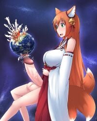 1futa animal_ears balls big_balls big_breasts big_penis breasts clothed clothing cum cumshot cysh destruction detached_sleeves earth ejaculation erect_penis erection fox_ears fox_girl fox_tail futa_giantess futa_only futanari giant_futanari giantess hands-free handsfree_ejaculation huge_cock humanoid humanoid_penis kemonomimi kitsune light-skinned_futanari light_skin macro macro_futa micro_on_macro mostly_clothed ochiko_terada outer_space penis planet planet_destruction planetary planetary_macro solo space testicles