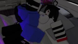 3d ahoge animated beret blue_clothing blue_hoodie bonbon_(derpixon) dash_(derpixon) heart-shaped_ahoge hoodie luwuuna mask masked masked_male mime mime_and_dash mime_girl no_sound roblox robloxian self_upload tagme video