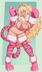 1girls bikini bimbo bimbofication catgirl female huge_ass huge_breasts mario_(series) nintendo paws princess_peach slit_pupils solo tail thick_lips thick_thighs tiger_girl tiger_print wide_hips wrenzephyr2