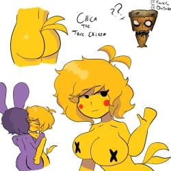 animatronic anthro ass bonnie_(fnaf) breasts chica_(fnaf) five_nights_at_freddy's five_nights_in_anime mob_face mrnonone thick white_background yuri