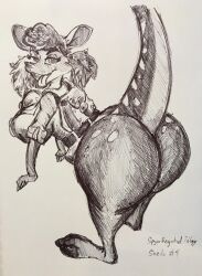 1girls anthro ass bubble_butt female sheila_(spyro) spyro_the_dragon thick_thighs traditional_media_(artwork)