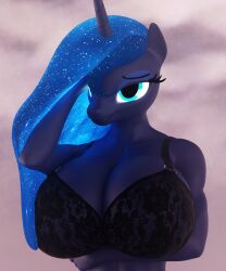 3d_(artwork) absurd_res anthro anthrofied big_breasts breasts cleavage clothed clothing dashie116 digital_media_(artwork) equid equine eyelashes female friendship_is_magic hi_res horn huge_breasts mammal my_little_pony princess_luna_(mlp) solo unicorn