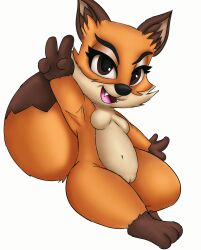 absurd_res anthro breasts canid canine female fox genitals hi_res mammal nix_(zooba) pussy raised_arm solo wildlife_studios zooba