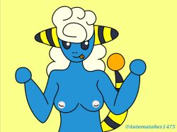 anthro automatahex1475 bovid caprine female furry mammal mareep nintendo pokémon_(species) pokemon sheep solo thunder video_games