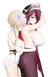 2girls ass big_ass big_breasts big_butt big_hips big_thighs blush blushing breasts cleavage female female_focus female_only fishnet_legwear fishnets genshin_impact gigantic_ass gigantic_breasts gigantic_butt height_difference hourglass_figure huge_ass huge_breasts huge_butt huge_hips huge_thighs large_ass large_breasts large_butt lumine_(genshin_impact) medium_breasts nun pantyhose rosaria_(genshin_impact) s sawaki_ken sideboob size_difference smaller_female smile taller_girl wide_hips yuri